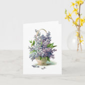 ゴージャスパープルラヴァンダル薄紫バスケット カード (黄色い花)