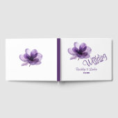 ゴージャスパープル結婚フラワーズゲストブック ゲストブック (全面)