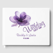 ゴージャスパープル結婚フラワーズゲストブック ゲストブック (正面)