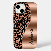 ゴージャスヒョウ柄ローズゴールドブラックメタリックネーム Case-Mate iPhoneケース (裏面)