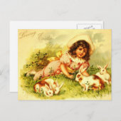 ゴージャスビクトリアンガールイースターバニーズポストカード シーズンポストカード (正面/裏面)