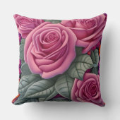 ゴージャスビクトリアンパステルピンクローズプリント クッション (正面)