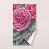 ゴージャスビクトリアンパステルピンクローズプリント バスタオルセット (ハンドタオル)