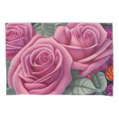 ゴージャスビクトリアンパステルピンクローズプリント 枕カバー (正面左)