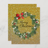ゴージャスビューティフル金ゴールドスパークリホリデーカード シーズンカード (正面/裏面)