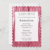 ゴージャスピンクグリッター ストライプ 招待状 (正面)