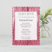 ゴージャスピンクグリッター ストライプ 招待状 (スタンド正面)