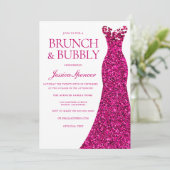 ゴージャスピンクドレスブライダルシャワーブランチ&バブリー 招待状 (スタンド正面)