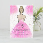 ゴージャスピンクプリンセスドレスキンセアニェラパーティー 招待状 (スタンド正面)