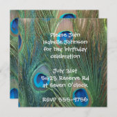 ゴージャスピーコック誕生日招待状 招待状 (正面/裏面)