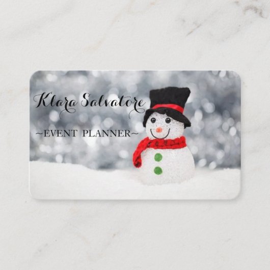 ゴージャスフィセントクリストマススヌイング雪だるま 名刺 (正面)