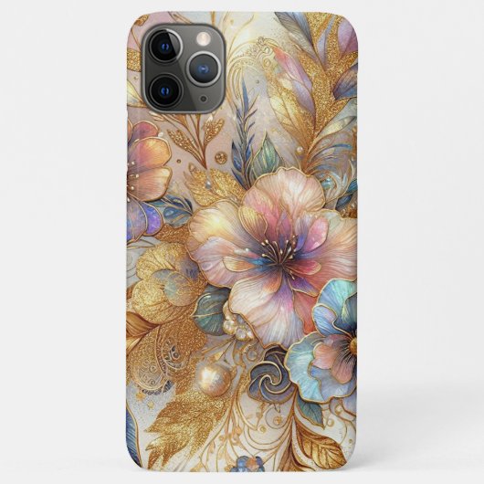 ゴージャスフェイクな虹色ガラスフローラアートパターン Case-Mate iPhoneケース (裏面)