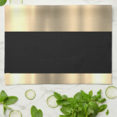 ゴージャスブラックと金ゴールドデザイン キッチンタオル (折り畳み)