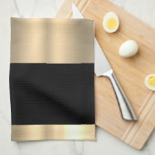ゴージャスブラックと金ゴールドデザイン キッチンタオル (四つ折り)