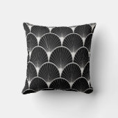 ゴージャスブラック&ホワイトアールデコファンデザイン枕 クッション (裏面)