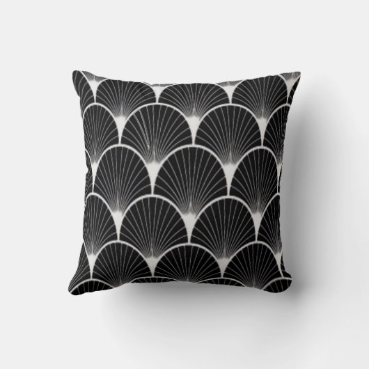 ゴージャスブラック&ホワイトアールデコファンデザイン枕 クッション (裏面)
