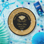 ゴージャスブラック&金ゴールド70番目の誕生日紙プレート ペーパープレート (パーティー)