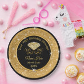 ゴージャスブラック&金ゴールド70番目の誕生日紙プレート ペーパープレート (パーティー)