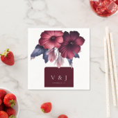 ゴージャスブルゴーニュ赤面ピンクマグノリア結婚ズ スタンダードカクテルナプキン (インサイチュ)