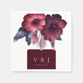 ゴージャスブルゴーニュ赤面ピンクマグノリア結婚ズ スタンダードカクテルナプキン