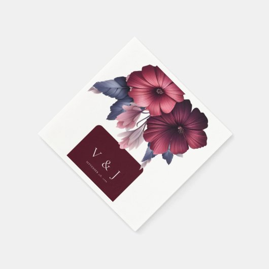 ゴージャスブルゴーニュ赤面ピンクマグノリア結婚ズ スタンダードカクテルナプキン (角)