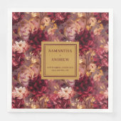 ゴージャスブルゴーニュ金ゴールドウェディングレセプションナプキンス (正面)