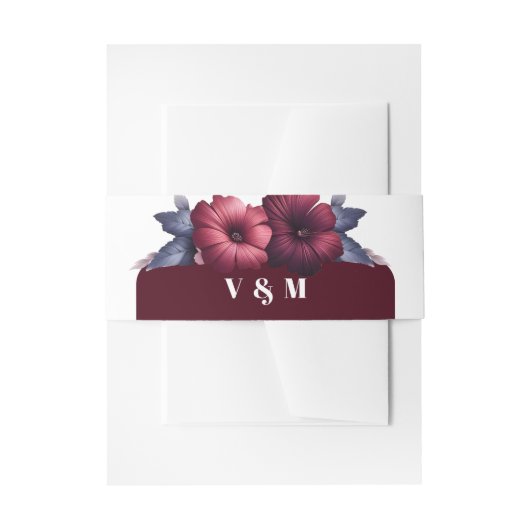 ゴージャスブルゴーニュ&赤面ピンク 招待状ベリーバンド (正面例)