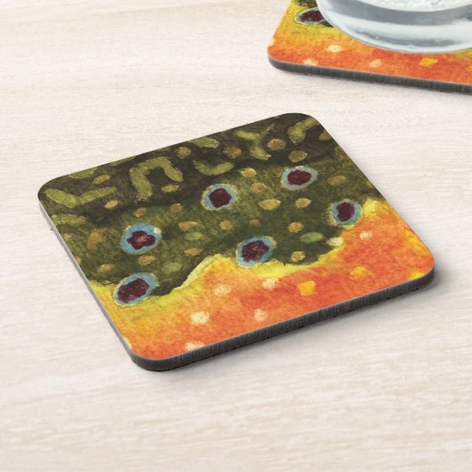 ゴージャスブルックマス釣り釣り漁師アングラー コースター (左側)