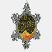 ゴージャスブルックマス釣り釣り漁師アングラー スノーフレークピューターオーナメント (左)