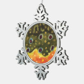 ゴージャスブルックマス釣り釣り漁師アングラー スノーフレークピューターオーナメント (右)