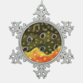 ゴージャスブルックマス釣り釣り漁師アングラー スノーフレークピューターオーナメント