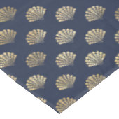 ゴージャスブルーとメタリック金ゴールドシェルホームデコール テーブルクロス (アングル)