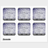 ゴージャスブルーグリッター商品ラベル ラインストーン スクエアシール (シート)