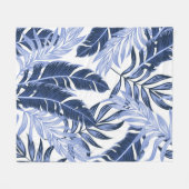 ゴージャスブルートロピカルパターン フリースブランケット (正面(横))