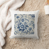 ゴージャスブルーフローラ装飾用クッション クッション (ブランケット)
