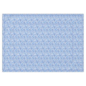 ゴージャスブルーホワイトフローラペイズリーアートパターン テーブルクロス (正面(横))