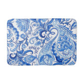 ゴージャスブルーホワイトフローラペイズリーパターン バスマット (正面)