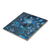 ゴージャスブルーリリーフローラセラミックタイル タイル (側面)