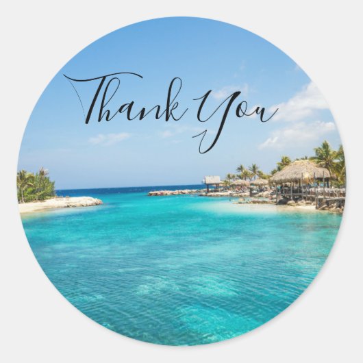 ゴージャスブルー熱帯ビーチ写真ありがとう ラウンドシール (正面)