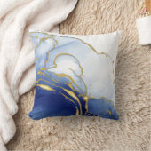 ゴージャスブルー、ホワイト、金ゴールド クッション (ブランケット)