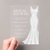 ゴージャスホワイトドレスブライダルシャワー アクリル招待状 (インサイチュ (ポータブル))