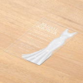 ゴージャスホワイトドレスブライダルシャワー アクリル招待状 (レイダウン)