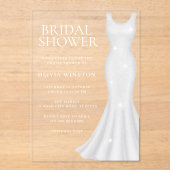 ゴージャスホワイトドレスブライダルシャワー アクリル招待状 (正面)