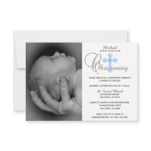 ゴージャスホワイトブルークロスボーイフォト《キリスト教》洗礼式や命名式