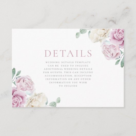 ゴージャスホワイト&赤面結婚フローラの詳細 エンクロージャーカード (正面)