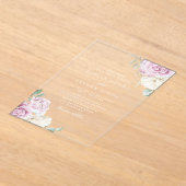 ゴージャスボタニカルホワイト&赤面結婚フローラ アクリル招待状 (レイダウン)