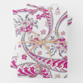 ゴージャスボヘミアンペイズリーピンクアートデザイン ラッピングペーパーシート (インサイチュ)