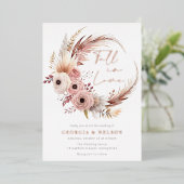 ゴージャスボヘミアンリース秋インラブ結婚ズ 箔招待状 (立ち正面)