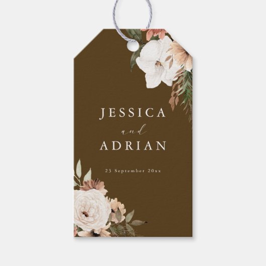 ゴージャスボホフローラ結婚ズ ギフトタグ (正面)