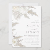 ゴージャスボホ&アイボリー結婚フローラ 招待状 (正面)